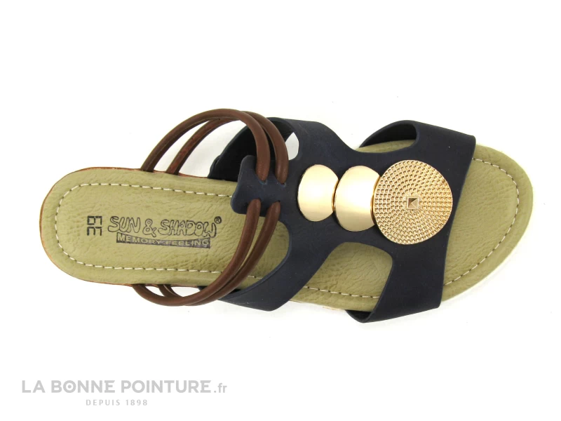 Sun Shadow 272029 Bleu Marine - Marron - Cercles Dores - Mule Femme 5 Sun Shadow 272029 Bleu Marine - Marron - Cercles Dores - Mule Femme – Image 3
