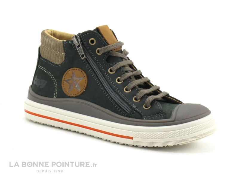 Bopy VELVET Vert - Basket Montante GARCON Cuir Vert 3 Bopy VELVET Vert - Basket Montante GARCON Cuir Vert