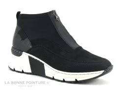 Rieker N6352-00 - Noir - Boots Femme Semelle Compensee - Zip Dessus