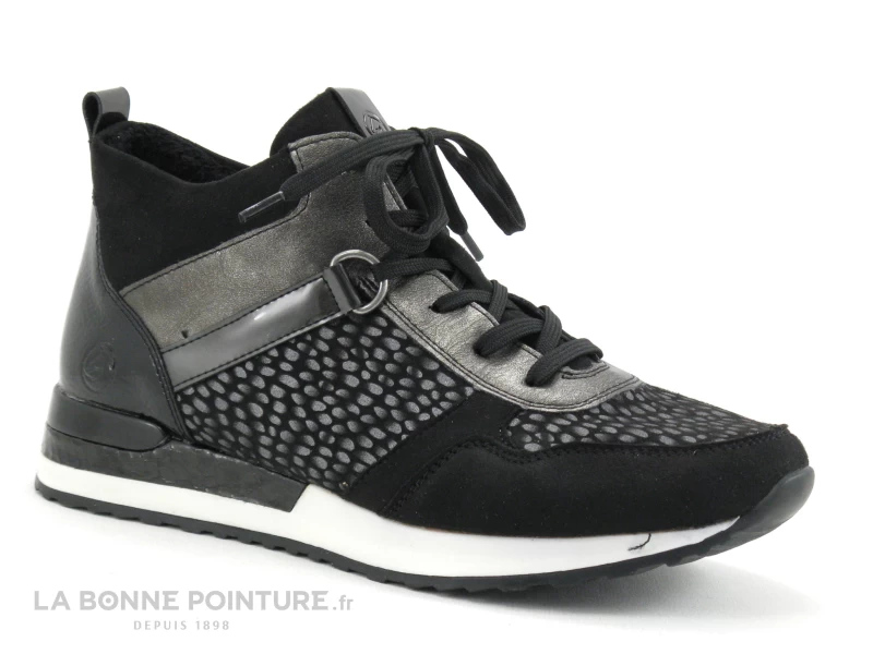 Remonte R2543-42 - Noir - Gris Metal - Pois - Chaussure Montante Femme 7 Remonte R2543-42 - Noir - Gris Metal - Pois - Chaussure Montante Femme – Image 5