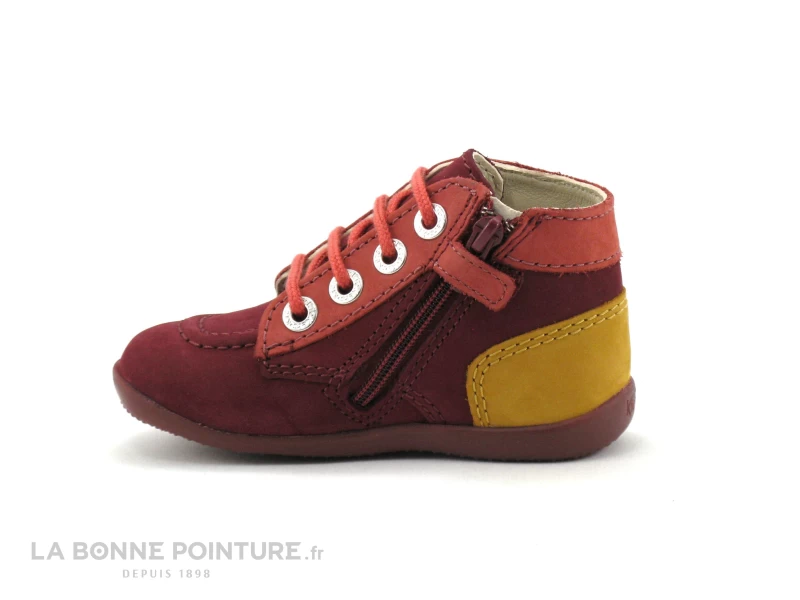 Kickers BONZIP-2 Bordeaux Rose Jaune - 859966 - Boots Fille 6 Kickers BONZIP-2 Bordeaux Rose Jaune - 859966 - Boots Fille â Image 4