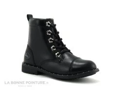 Wipop WOLFF Noir - Chaussure Montante Fille - Oeillets Fleurs