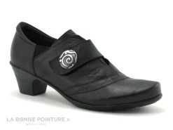 Geo Reino CESITA Fripe Noir - Escarpin Petit Talon - Bride Velcro