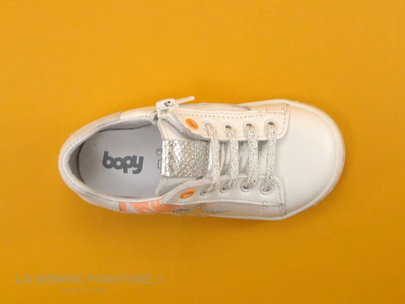 Bopy RILAX Blanc Orange - Etoile Argent - Basket Basse Fille 8 Bopy RILAX Blanc Orange - Etoile Argent - Basket Basse Fille – Image 6