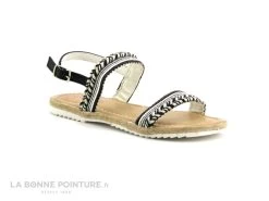 Wipop YBER Noir Blanc Argent - Sandale Fille