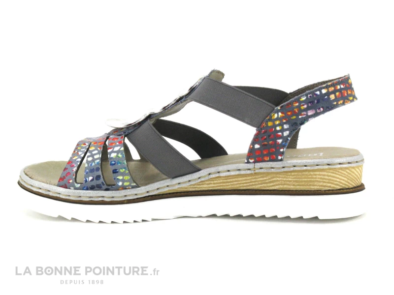 Rieker 679L4-90 - Bleu - Multicolore - Sandale Femme - Brides Elastique 5 Rieker 679L4-90 - Bleu - Multicolore - Sandale Femme - Brides Elastique – Image 3