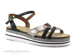 The Divine Factory TX4359 Noir Lezard - Argent - Sandale Femme